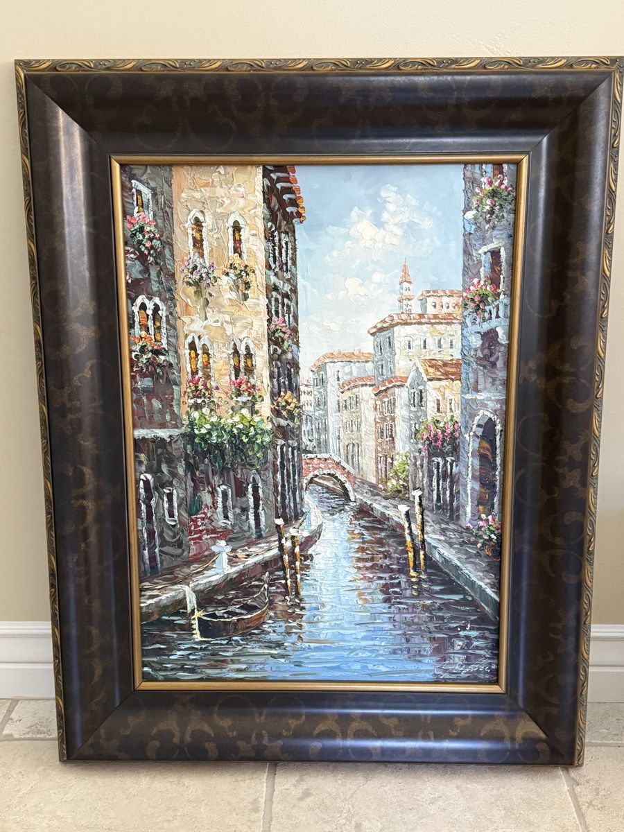 Large Oil Painting on Canvas – 37.5” x 29.5” in vintage frame