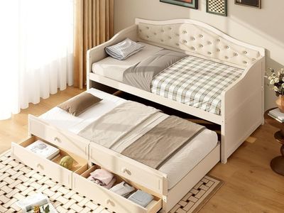 NEW Tufted Daybed with Trundle and Drawers