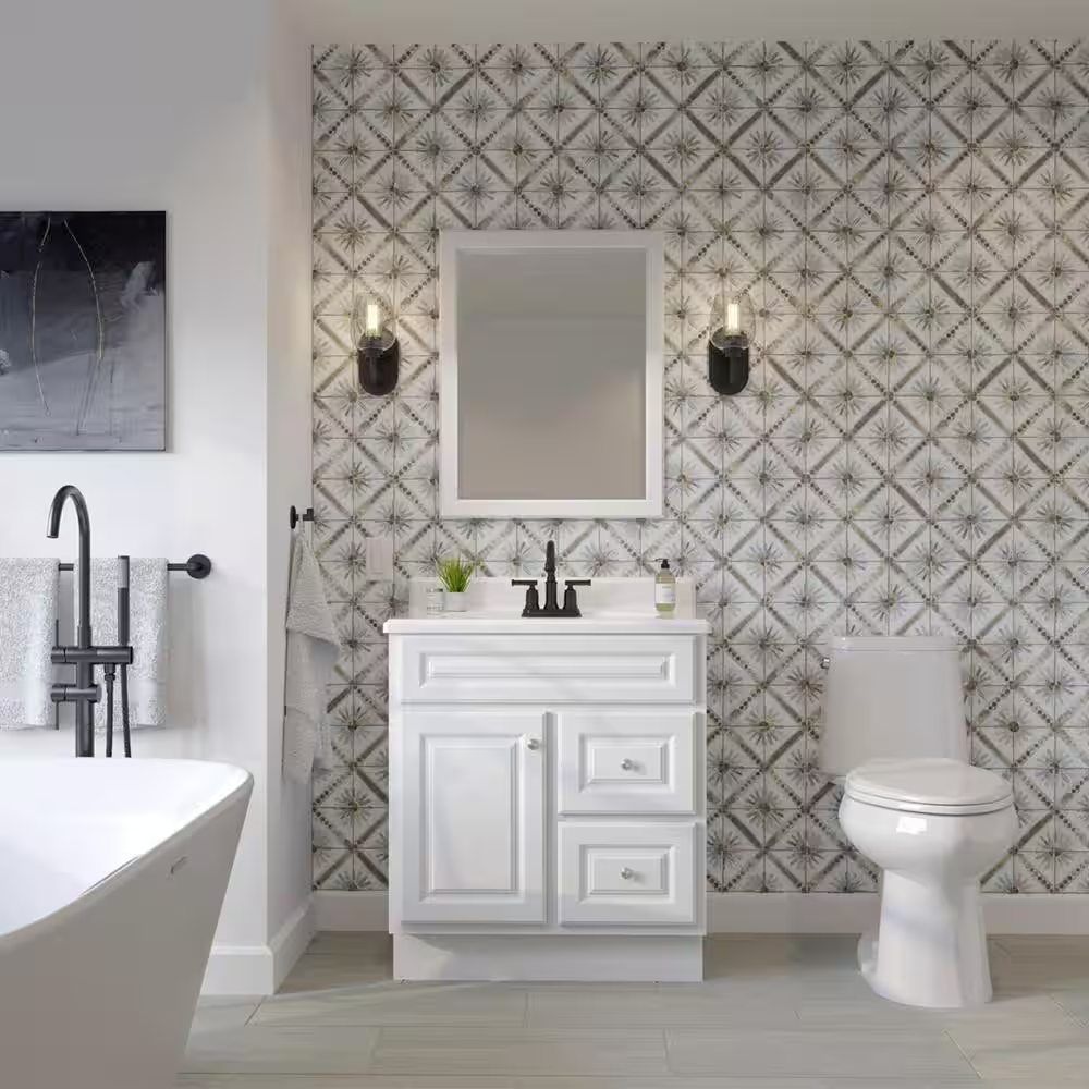 Hampton 30in Bath Vanity Cabinet White