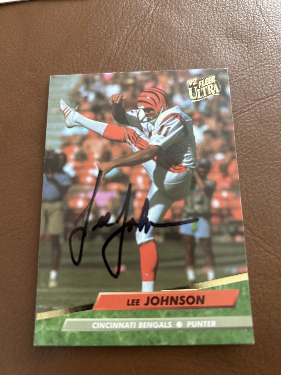 1992 Fleer Ultra Lee Johnson Autographed RC Card Cincinnati Bengals Punter - Vintage Football Collectible BYU COUGARS