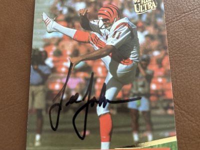 1992 Fleer Ultra Lee Johnson Autographed RC Card Cincinnati Bengals Punter - Vintage Football Collectible BYU COUGARS