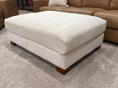 Large Off-White Corduroy Ottoman - Footrest or Coffee Table