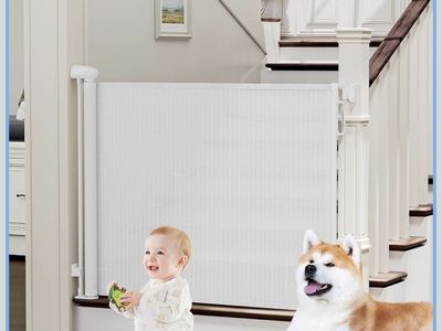 Retractable Baby & Pet Safety Gate White (Extends up to 54 Wide, 34 High)