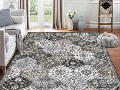 NEW 8x10 Area Rug Moroccan Trellis Machine Washable Rug Vintage Medallion Distressed Indoor