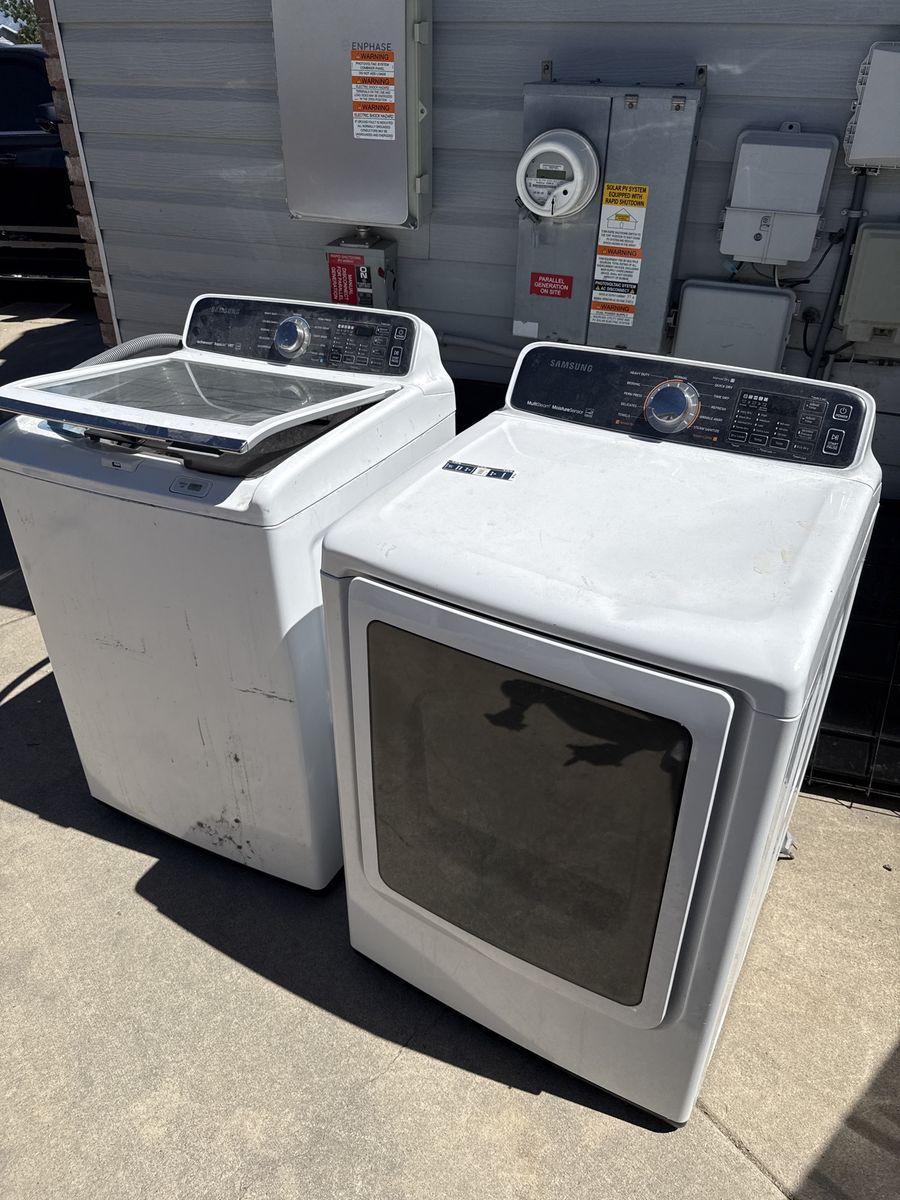 Samsung White Top-Load Washer & Front-Load Electric Dryer Set - Fully Functional