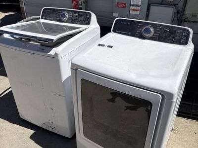 Samsung White Top-Load Washer & Front-Load Electric Dryer Set - Fully Functional