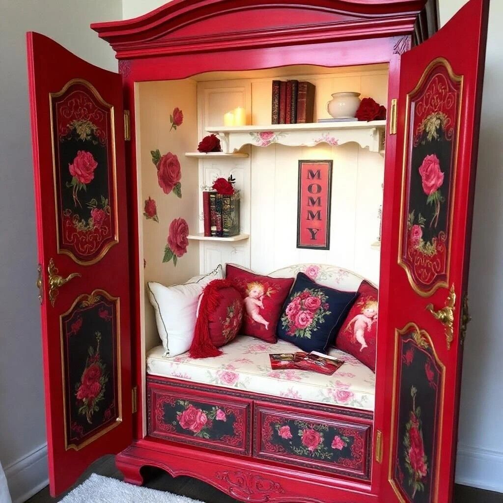 Antique Upcycled Armoire Reading Nook
