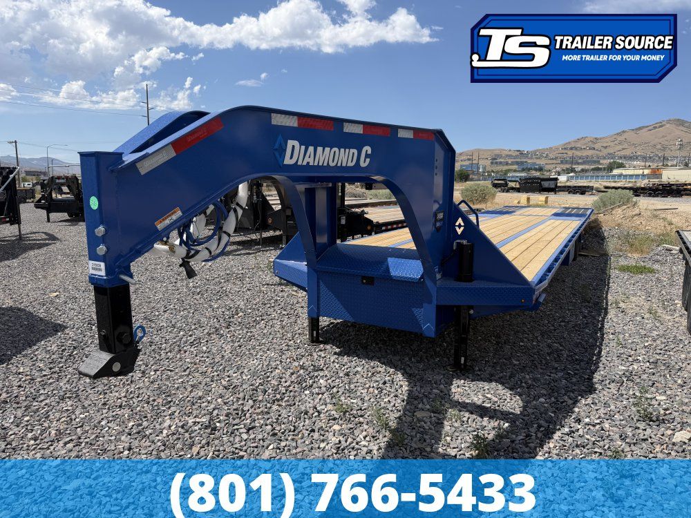 8.5x40 Diamond C FMAX-HDT 212 Gooseneck Hydraulic Dovetail Equipment Trailer - 25.9K GVWR - Hydraulic Jack(s)