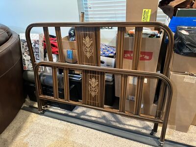 Antique metal bed frame with rails Full Size