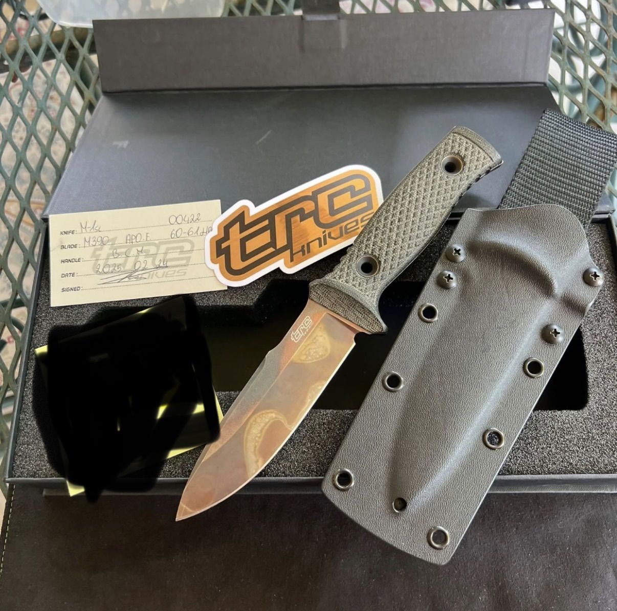 TRC Knives M-1SL Fixed Blade Knife - M390 Steel with Sheath & Box