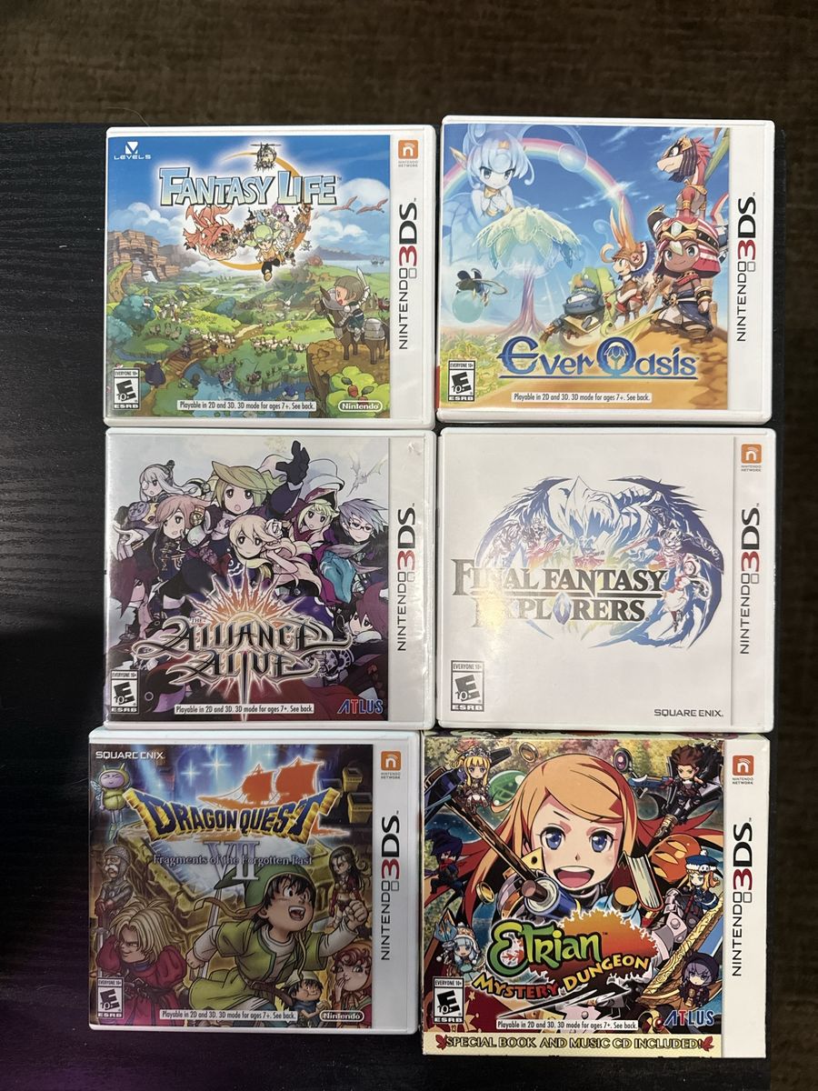 Nintendo 3DS RPG Game Lot - Fantasy Life, Dragon Quest VII, Ever Oasis & More