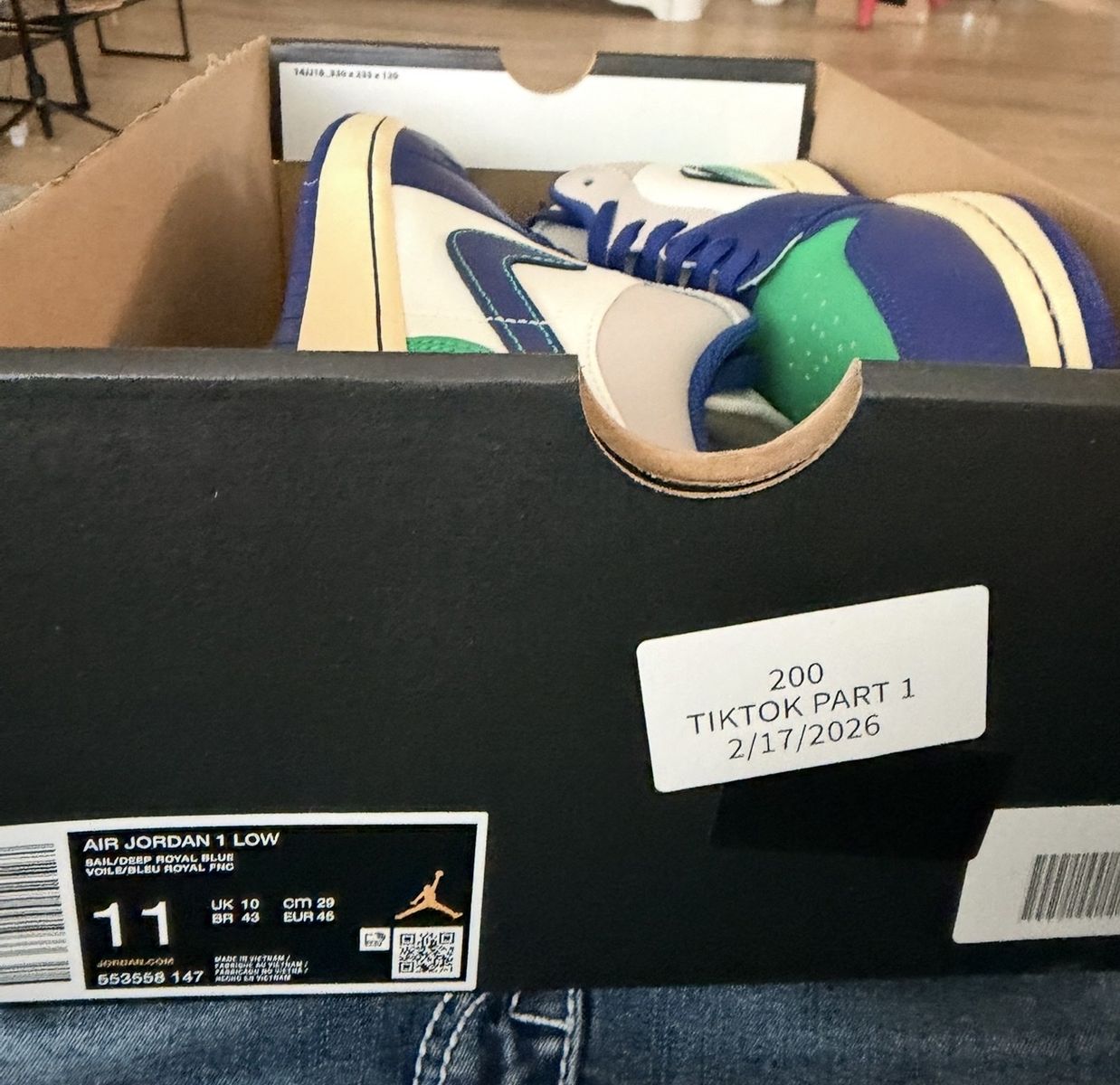 Nike Air Jordan 1 Low Royal Blue/Green Men's Size 11 Sneakers