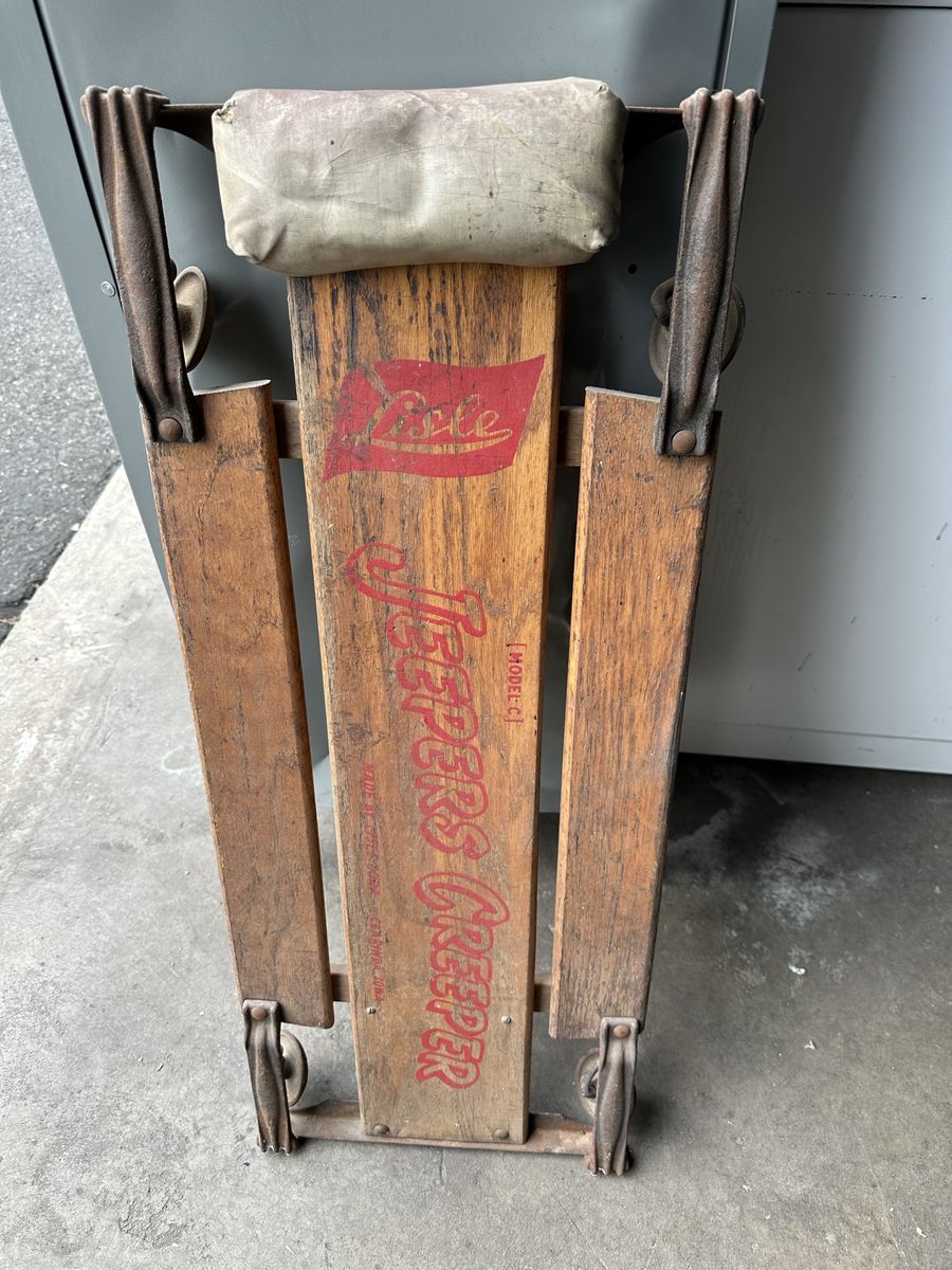 Vintage Lisle Jeepers Creeper Model C Wood Mechanic Creeper Shop Roller