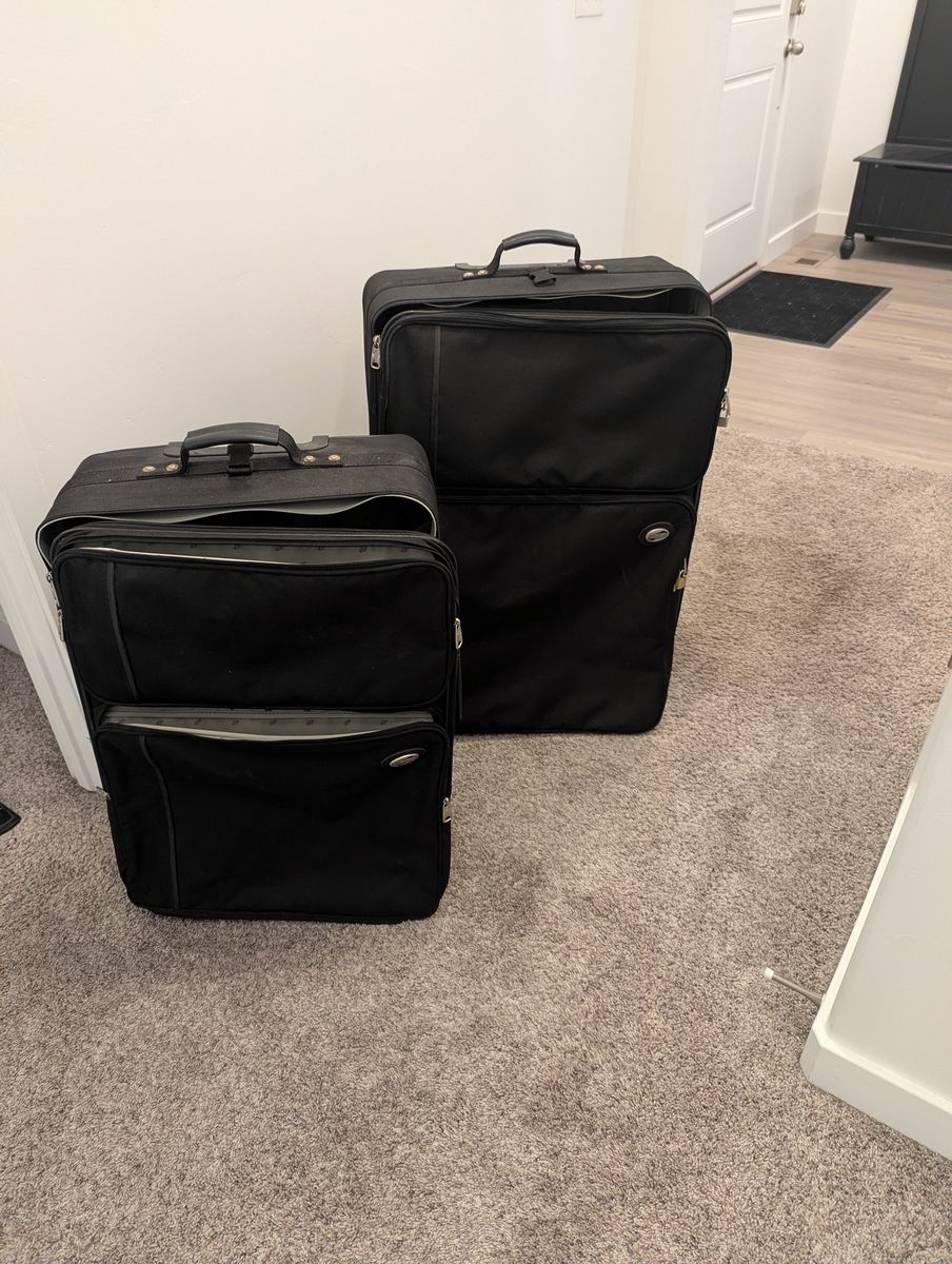 2-Piece Black Soft Luggage Set with Wheels - Great Condition