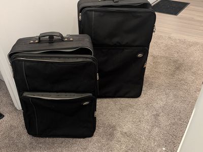 2-Piece Black Soft Luggage Set with Wheels - Great Condition