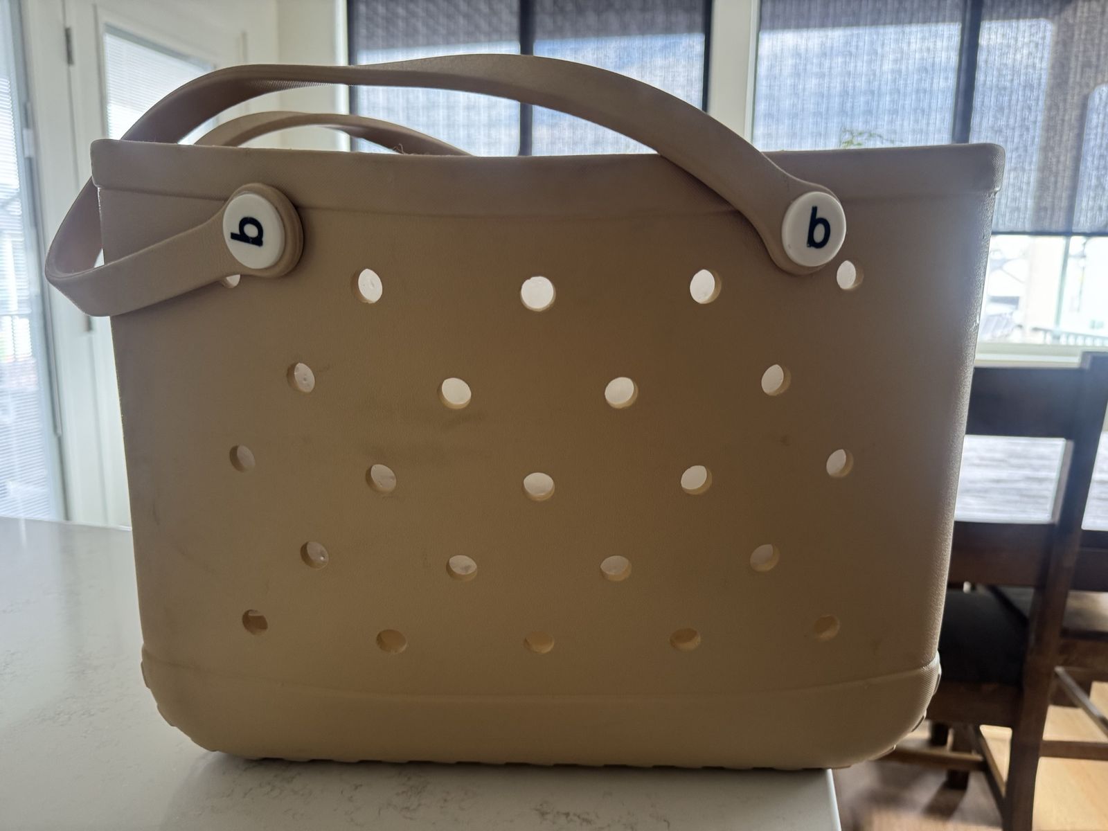 Bogg Bag Large Beige/Tan Waterproof Washable Tote Beach Pool Bag with Clear Insert