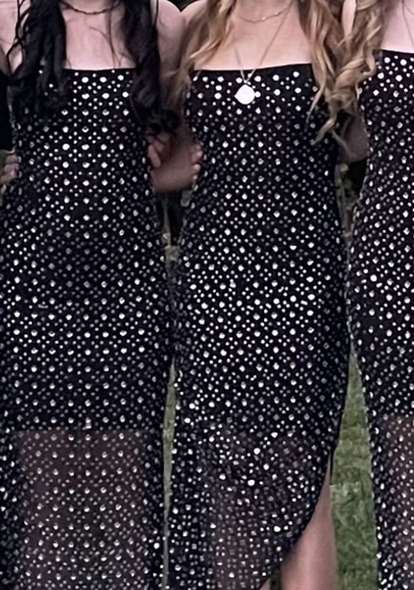 Black Long Formal Dress with Rhinestones 