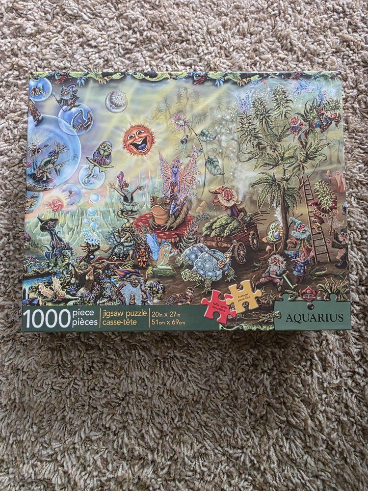 Aquarius 1000 Piece Jigsaw Puzzle - Gnome Grown Fantasy Art 20x27 Used