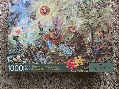 Aquarius 1000 Piece Jigsaw Puzzle - Gnome Grown Fantasy Art 20x27 Used