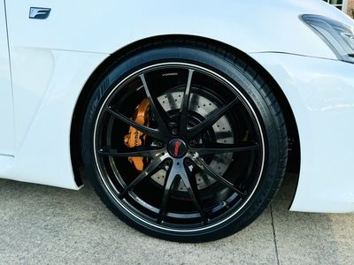 RAYS Engineering G25 Forged Gloss Black Wheels & Lexani Tires Set - 20" No Curb Rash