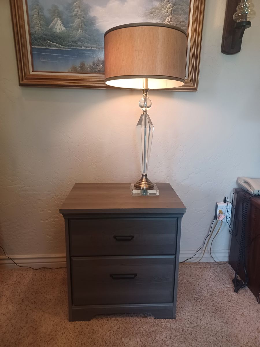 South Shore Versa 2-Drawer Nightstand Weathered Grey Oak, Traditional