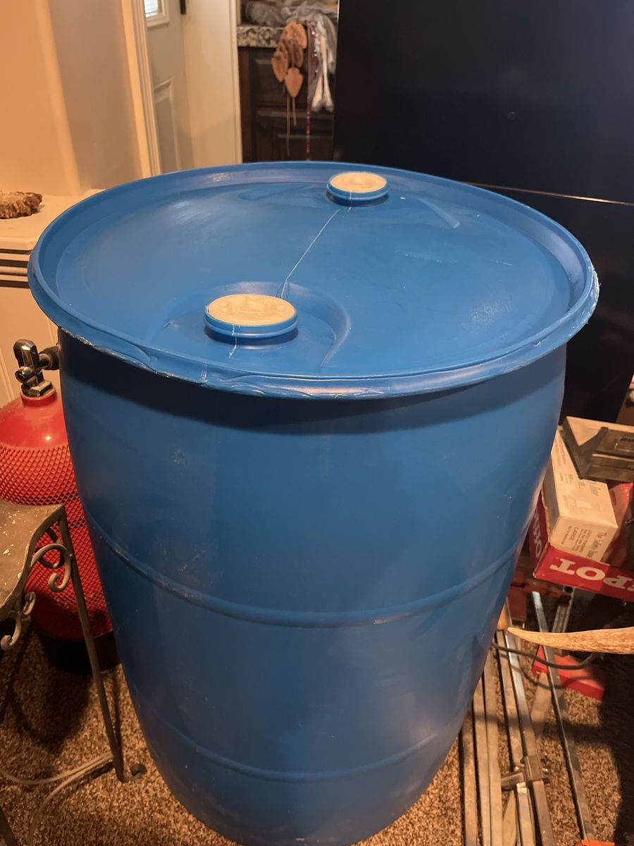 Blue 55-Gallon Plastic Water Drum Barrel with Bungs