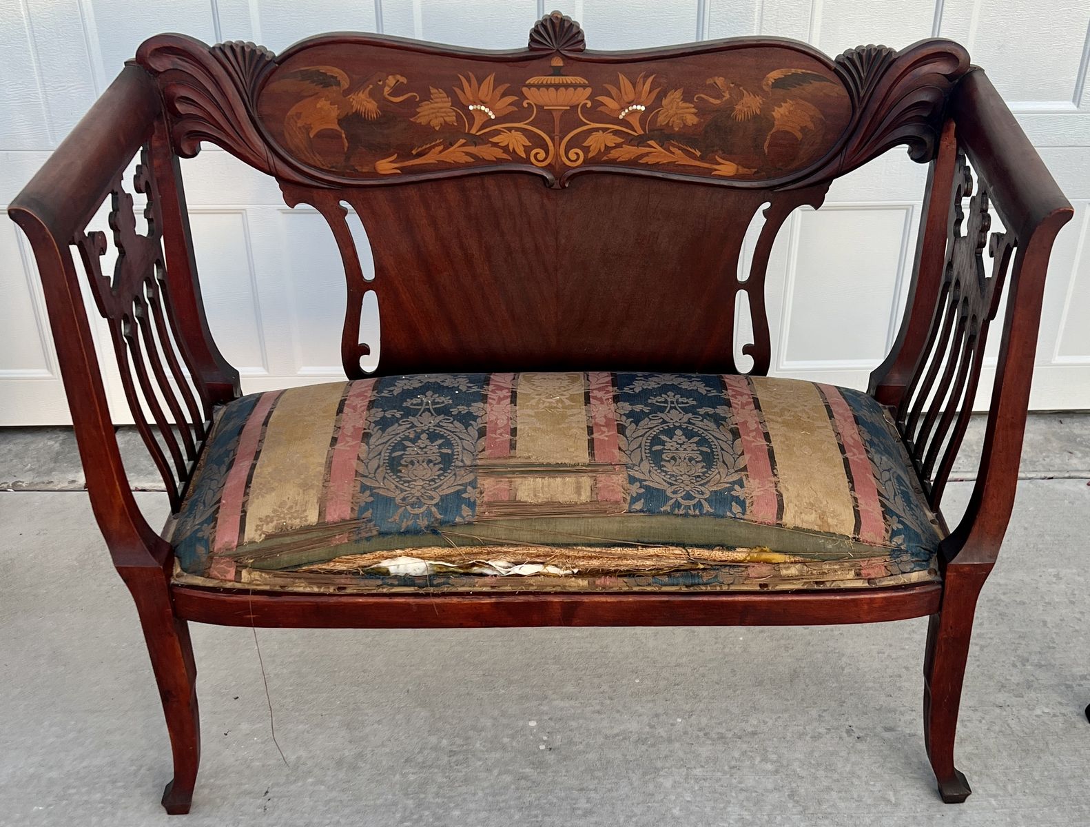 Antique Edwardian Mahogany Settee / Loveseat