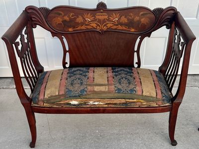 Antique Edwardian Mahogany Settee / Loveseat