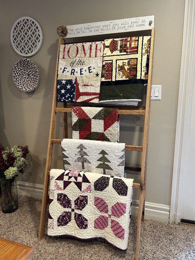 Hand Built Red Oak and Walnut Quilt Rack