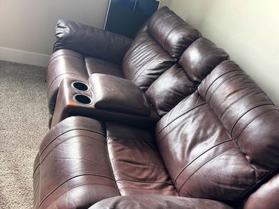 Brown Leather Recliner - Motorized