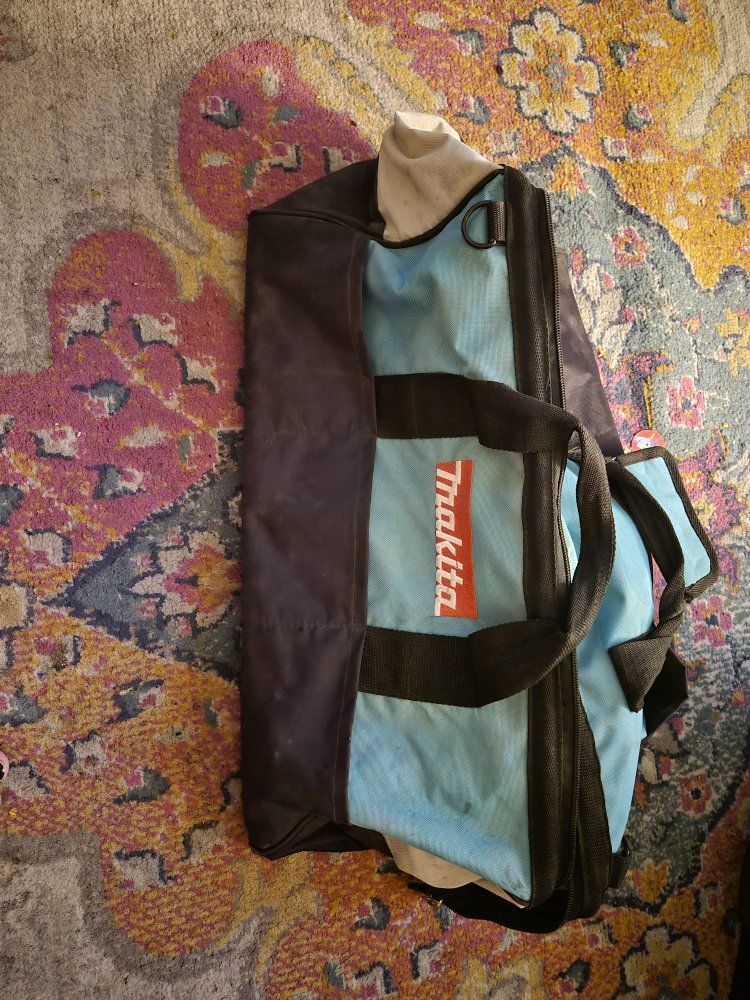 Makita Tool Bag - Light Blue/Black Canvas, Durable Storage for Power Tools