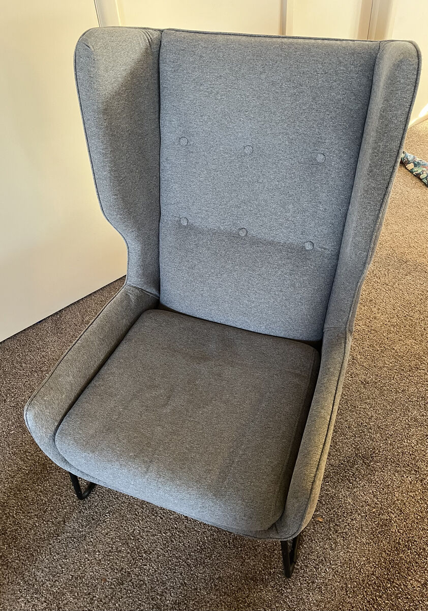 Gray Fabric Mid-Century Chair