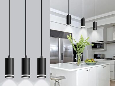 3 PK Mini Pendant Light, Black Modern Pendant Light Fixtures, LED Pendant Lighting for Kitchen Island