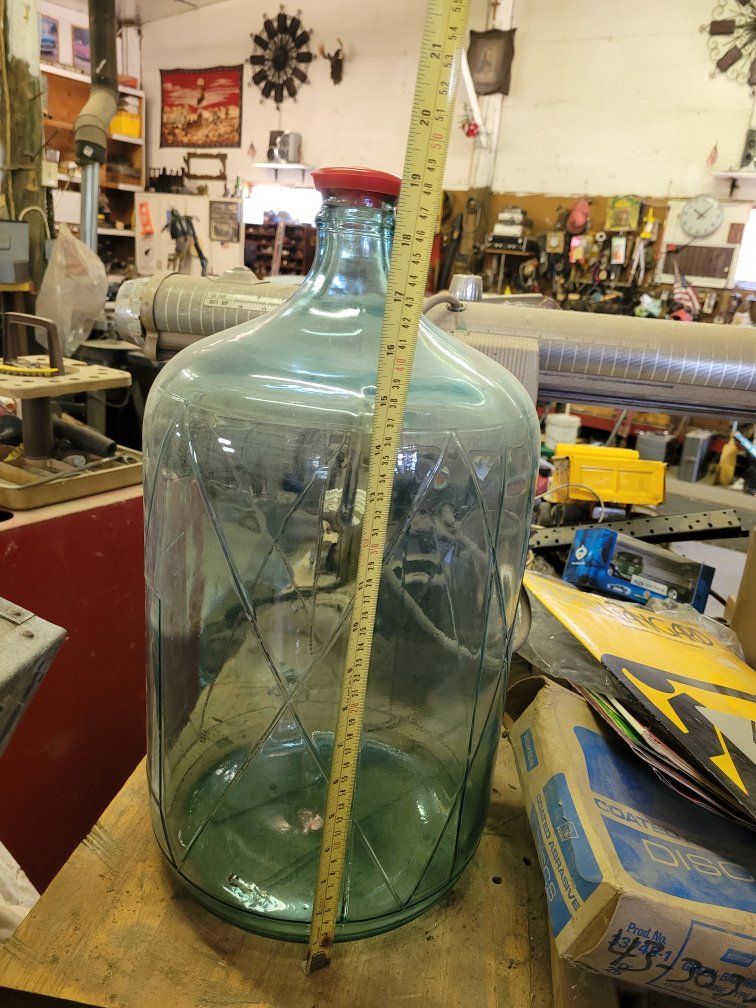 Vintage Glass Carboy Demijohn Wine Jug Bottle 20.5" Tall with Dewcap Lid - Great for Fermenting