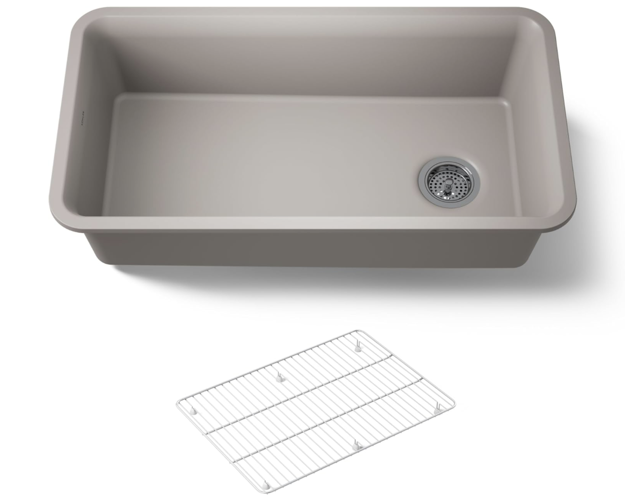 NEW KOHLER K-8206-CM3 Cairn Sink, 33 in, Matte Taupe