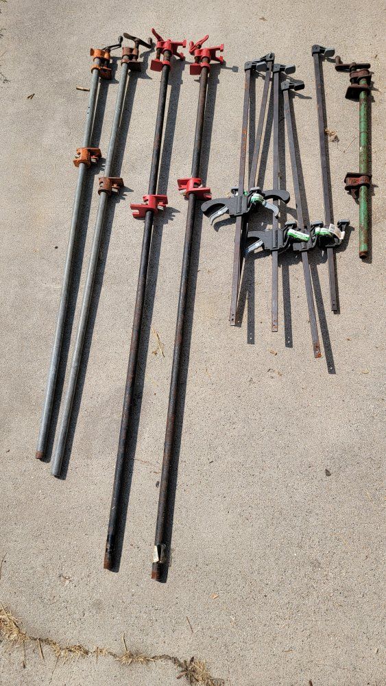 Assorted Woodworking Bar Clamps and Pipe Clamps