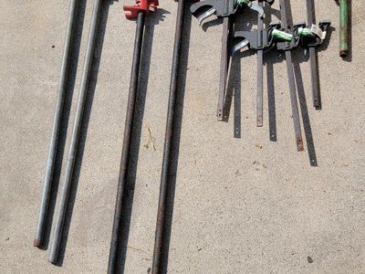 Assorted Woodworking Bar Clamps and Pipe Clamps