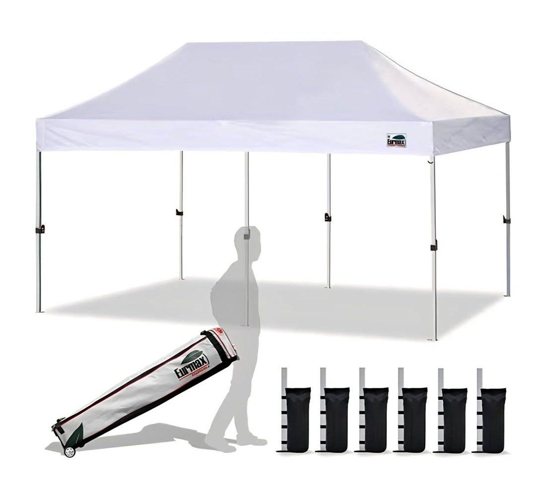 Eurmax USA 10x20ft Pop Up Canopy, Commercial Instant Tent for Outdoor Events, Patented No-Tip Rolling Storage