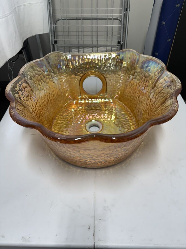 Glass Pedicure Foot Sink - With A Chip On One Edge