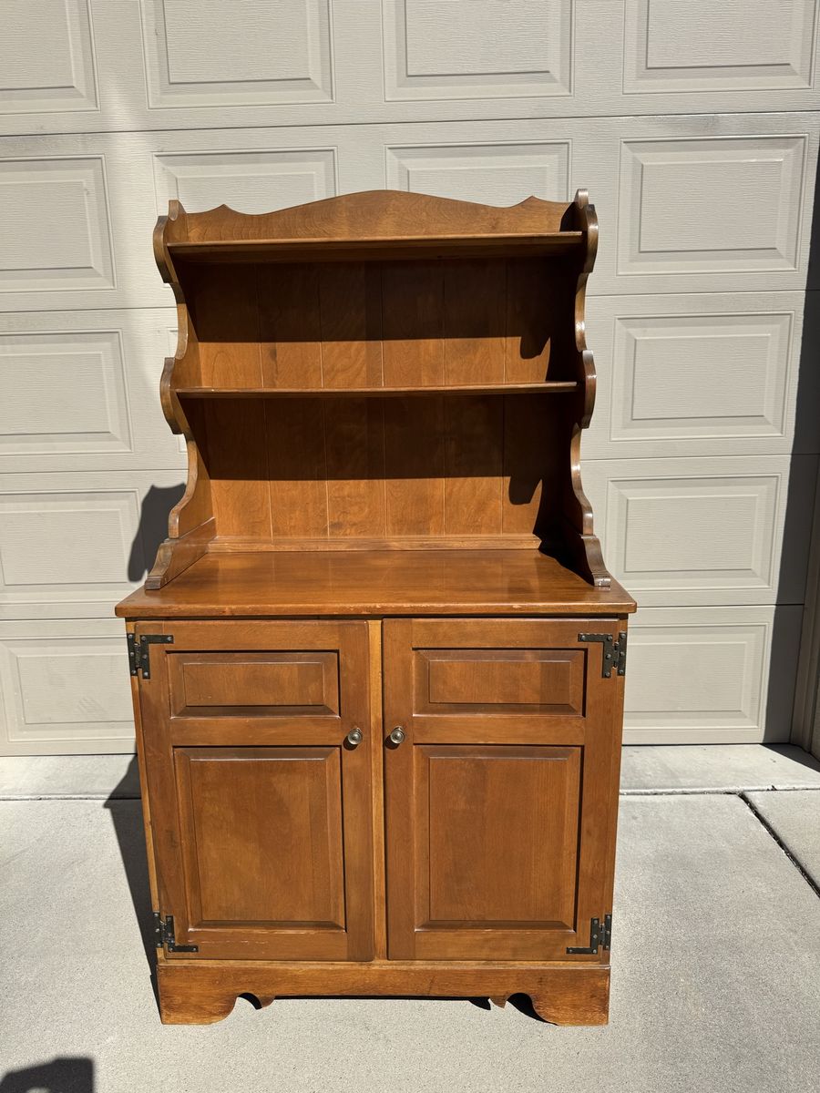 Vintage Ethan Allen Wood Hutch Buffet shelves cabinet 