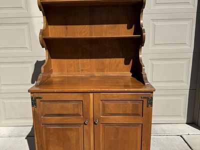 Vintage Ethan Allen Wood Hutch Buffet shelves cabinet