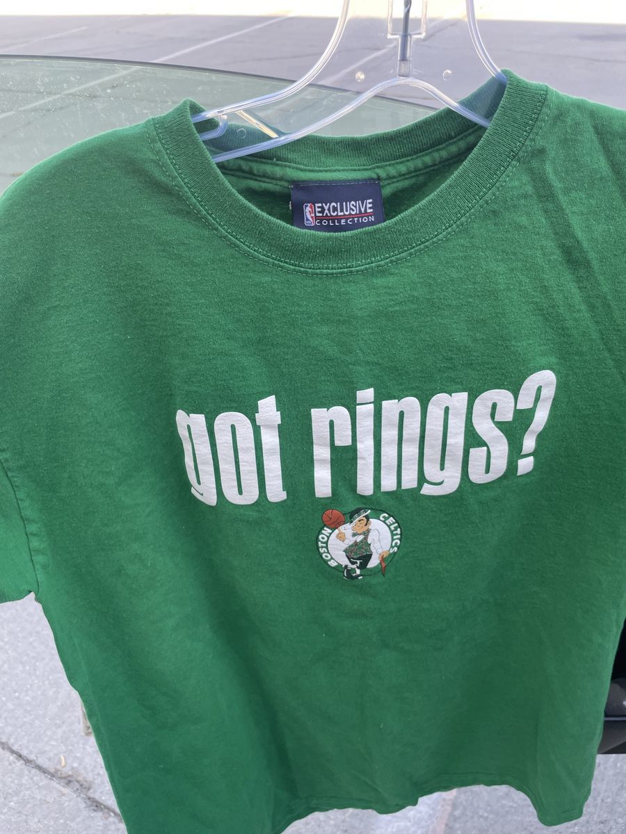 NBA Exclusive Collection Boston Celtics "Got Rings?" Green T-Shirt - Men's/Unisex Fan Apparel Size L