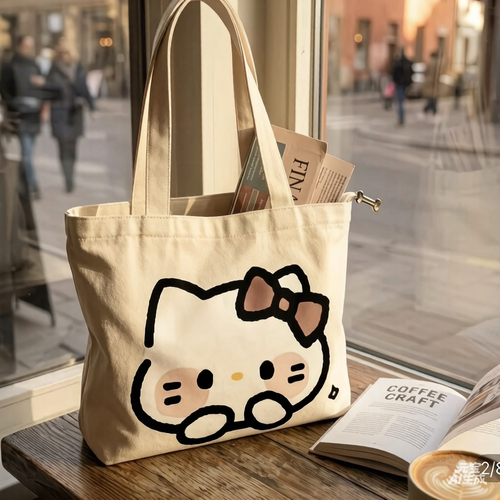 Cute Hello Kitty Canvas Tote Bag - Stylish & Reusable Shoulder Bag