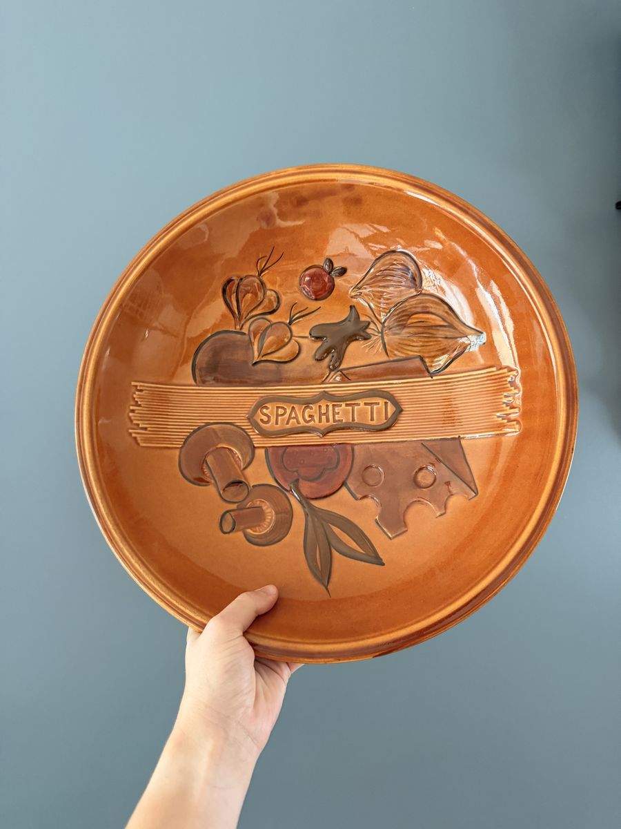Vintage Italian Spaghetti Ceramic Serving Bowl Pasta Dish