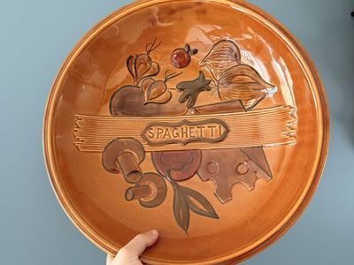 Vintage Italian Spaghetti Ceramic Serving Bowl Pasta Dish