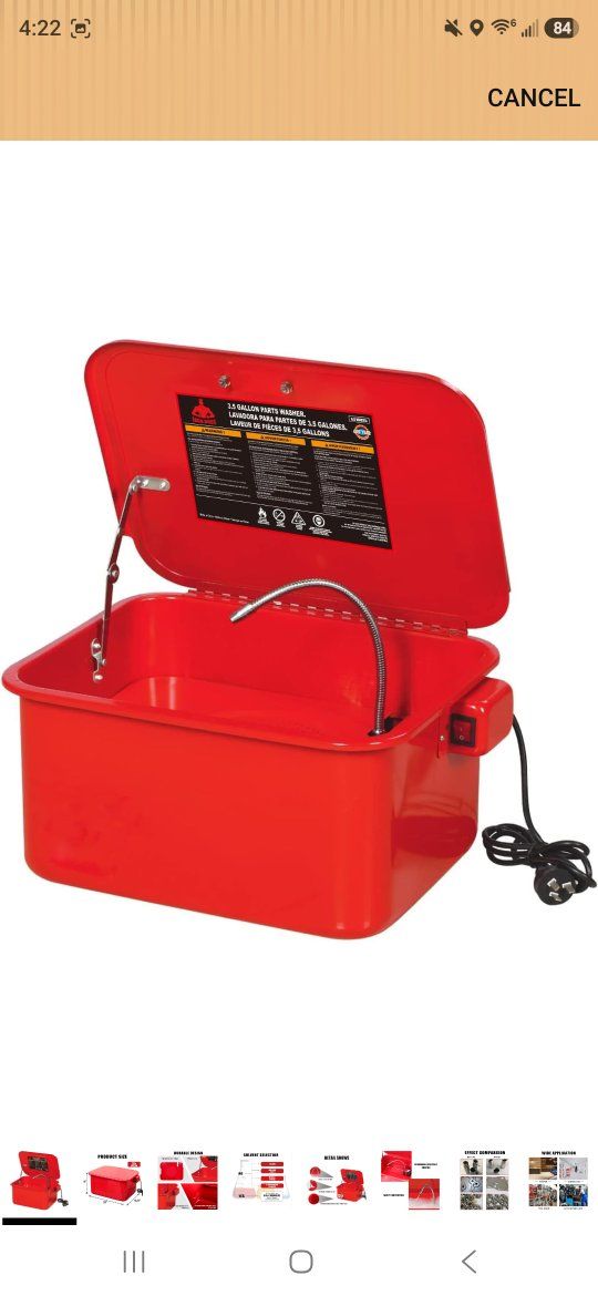 Big Red Jacks 3.5 Gallon Portable Parts Washer with High Flow Pump, Hinged Lid, & Corrosion-Resistant Coating

$60 or OBO