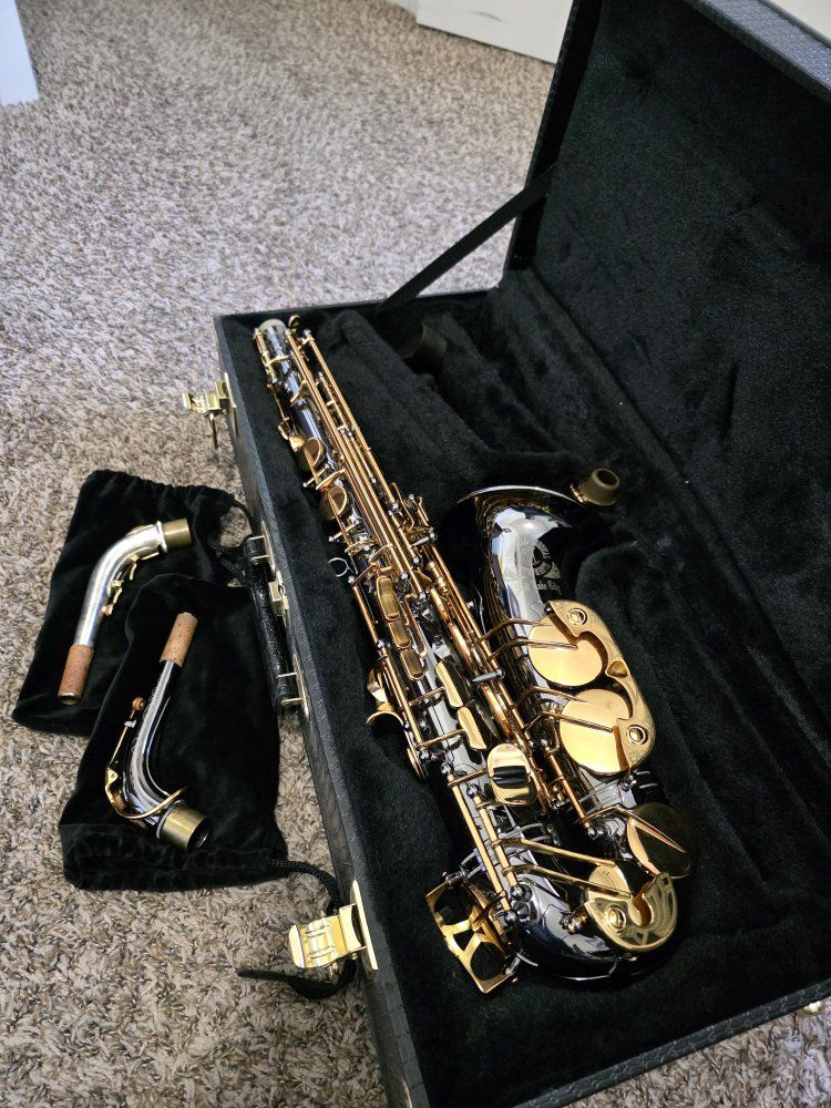 BigBell Stone Series Alto Saxophone - Black Nickel & Gold Finish with Case & Mouthpiece