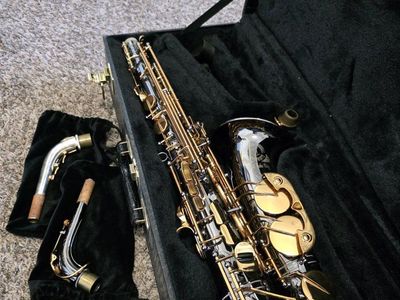 BigBell Stone Series Alto Saxophone - Black Nickel & Gold Finish with Case & Mouthpiece