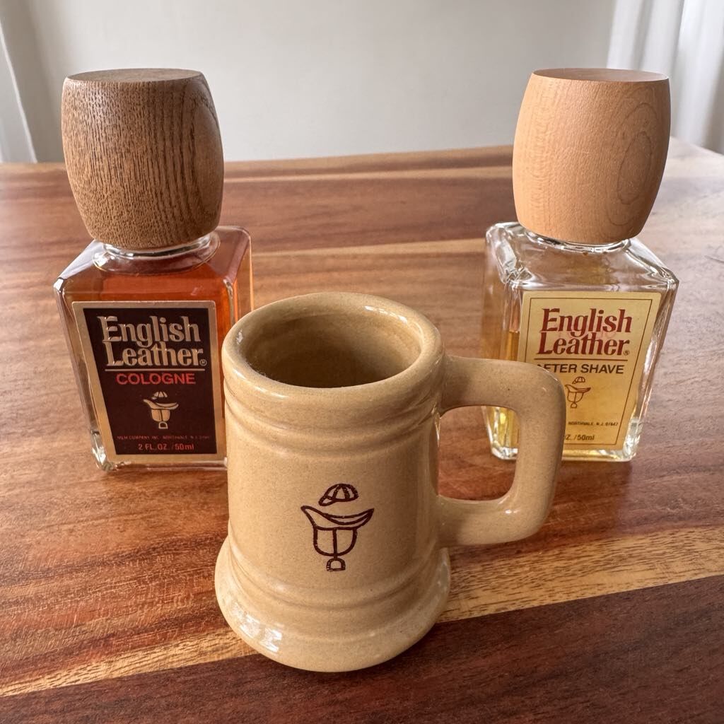 Vintage ENGLISH LEATHER Cologne After Shave Stein Set - 2oz Each - Shaving Mug