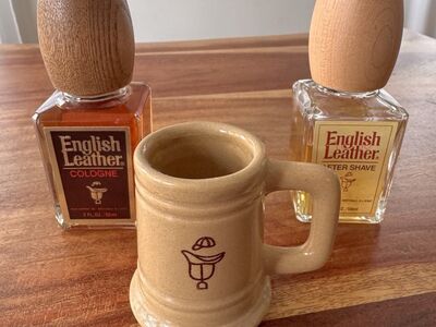 Vintage ENGLISH LEATHER Cologne After Shave Stein Set - 2oz Each - Shaving Mug